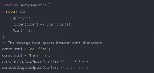 如何在 JavaScript 中的字符串的字符之間添加空格7